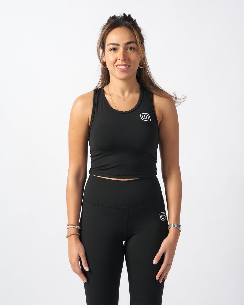 Beyond Women Black Essential Sleeveless Crop Top - Image 1